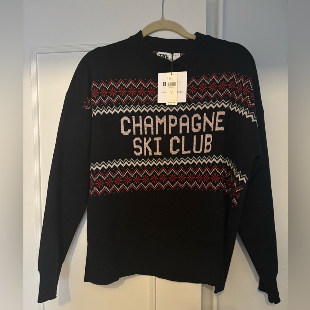 Beach Riot Black and Red Crewneck Sweater
